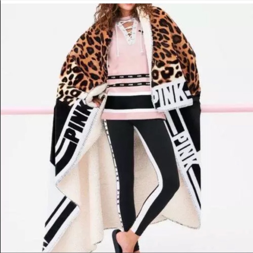 Victoria secret pink Sherpa blanket animal print